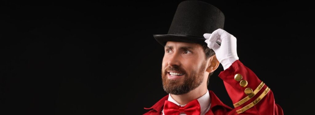 a magician at a wedding entertaining guests