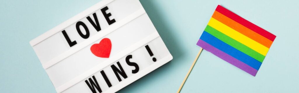 love wins lgbtq wedding sign