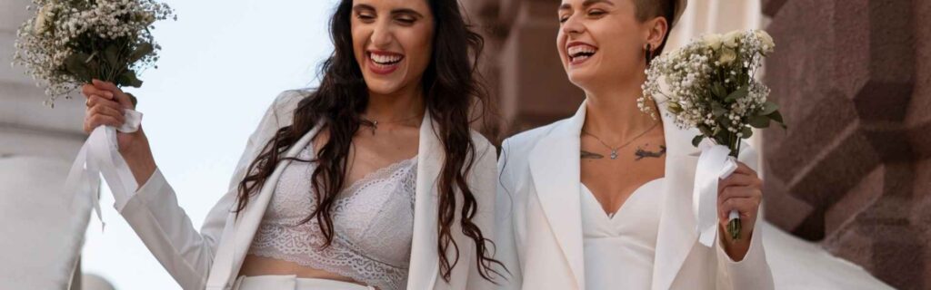 bridemades getting dressed in unconventional wedding attire