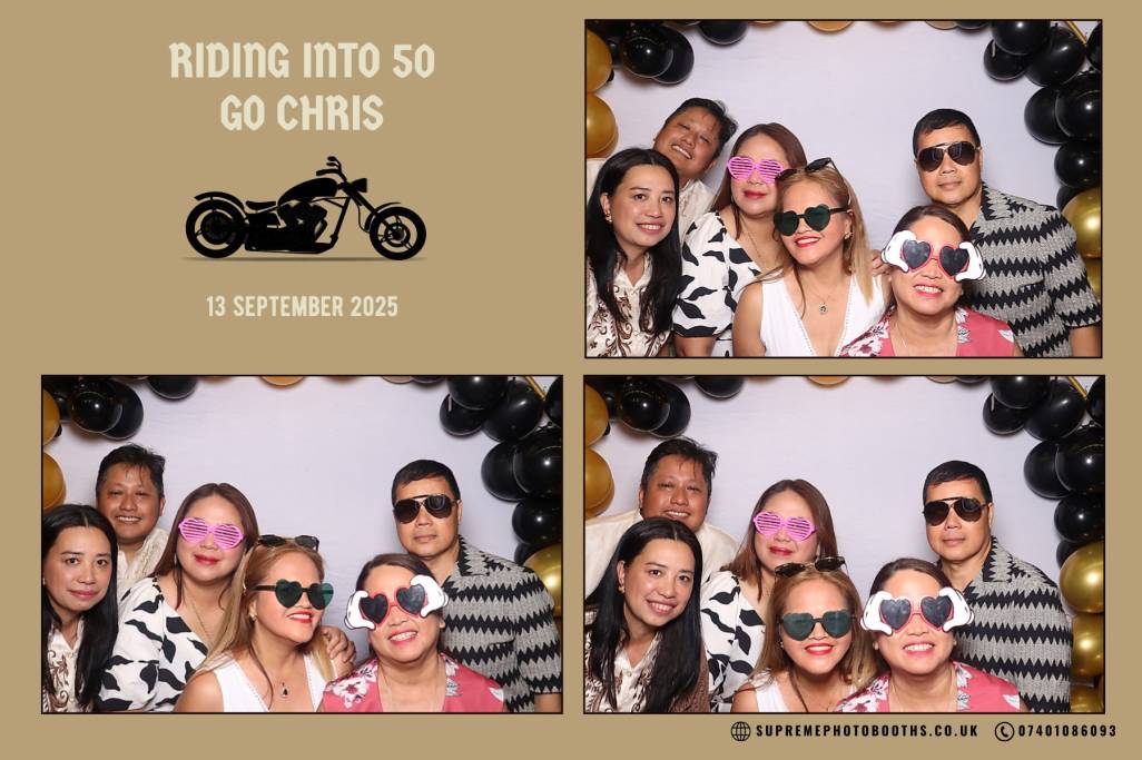 6 people taking a picture on a photo booth for a 50th birthday party in stoke on trent