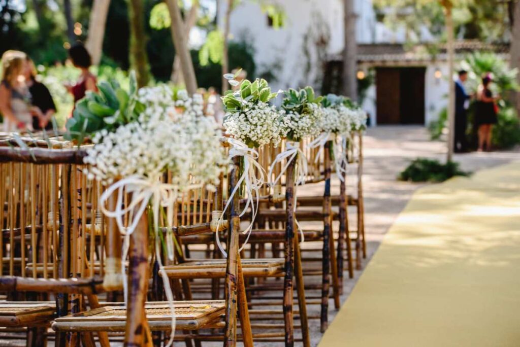 row of chairs at wedding ceremony in manchester