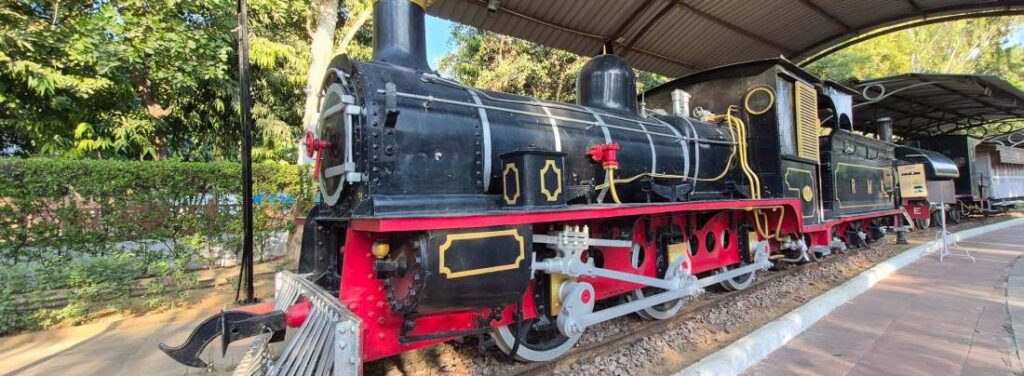 train outside at a railway museum