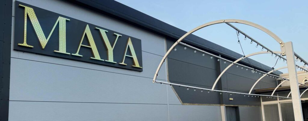 picture of sign and entrance to maya suite sheffield