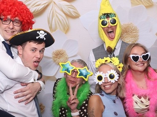 group of wedding guests making a GIF video